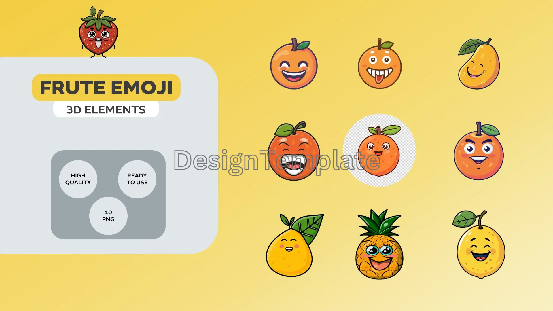 Juicy Delights 3D Fruit Emoji Icons image